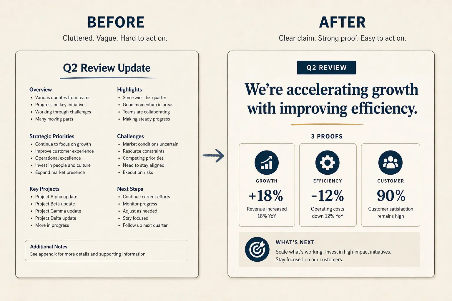 Before and after claim rewrite as the core learn habit